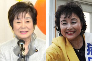 山東（左）、猪口（右）の両参院議員