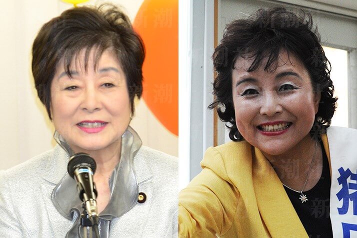 山東（左）、猪口（右）の両参院議員