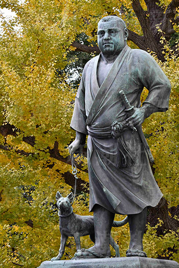 東京都台東区・上野公園　連れている薩摩犬、ツンまで似てないと噂の銅像