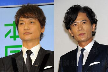 サントリーの新CMに起用された香取慎吾（左）と稲垣吾郎（右）