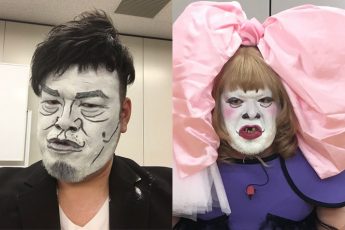 似てないけど似ている「白塗りモノマネ」（左）宮迫博之、（右）きゃりーぱみゅぱみゅ（提供＝よしもとクリエイティブ・エージェンシー）