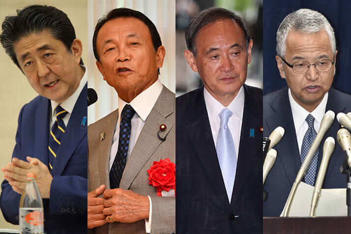 安倍晋三、麻生太郎、義偉官、甘利明