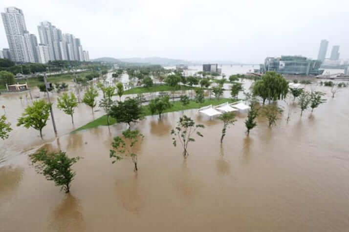 水没都市と化した韓国