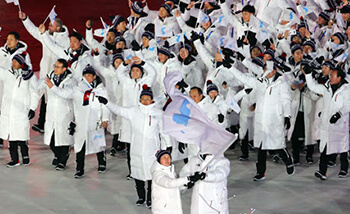 韓国と北朝鮮の選手たち