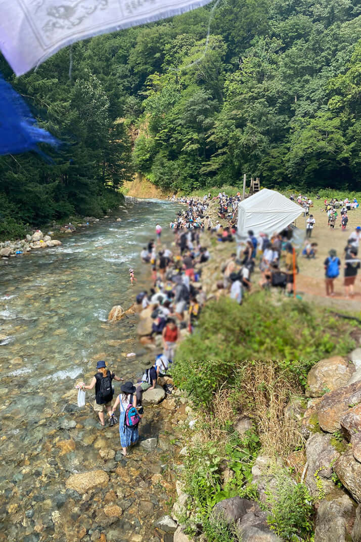 会場内の河原