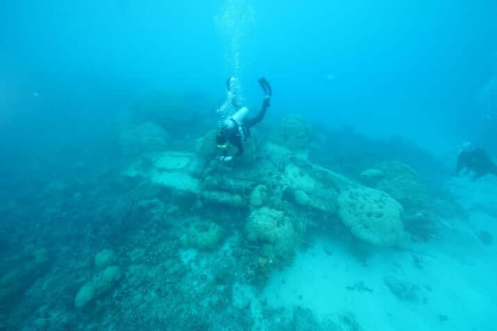 水中考古学者、ミクロネシアの浅瀬でゼロ戦に出会う