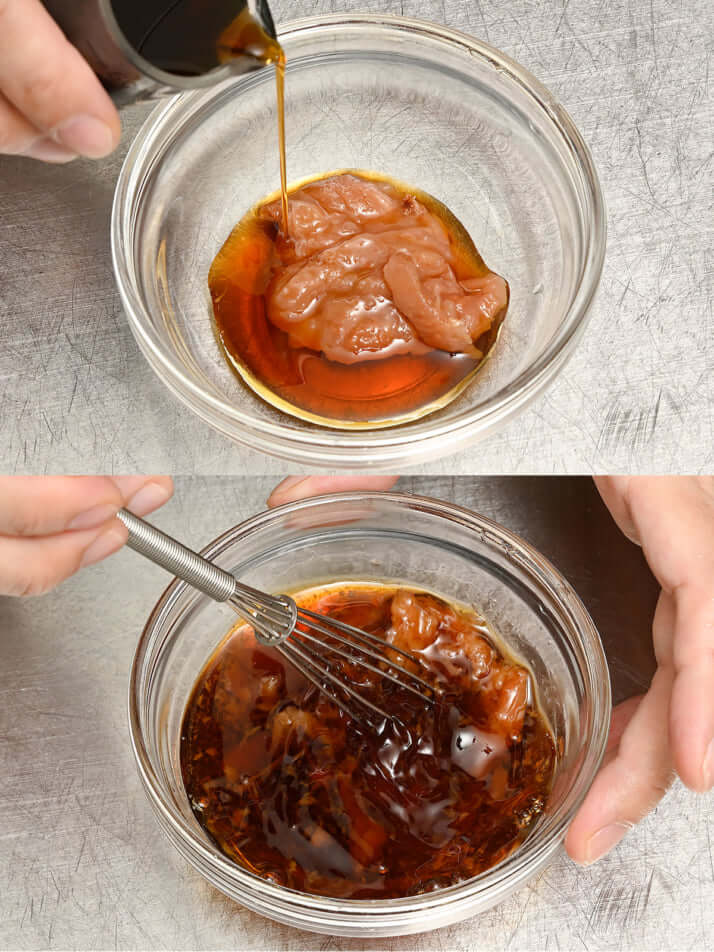 豚しゃぶと豆苗の梅ポン酢和え　レシピ2