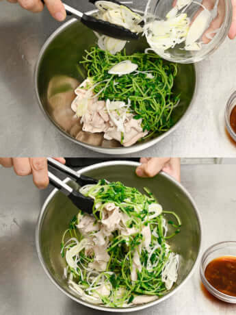 豚しゃぶと豆苗の梅ポン酢和え　レシピ3