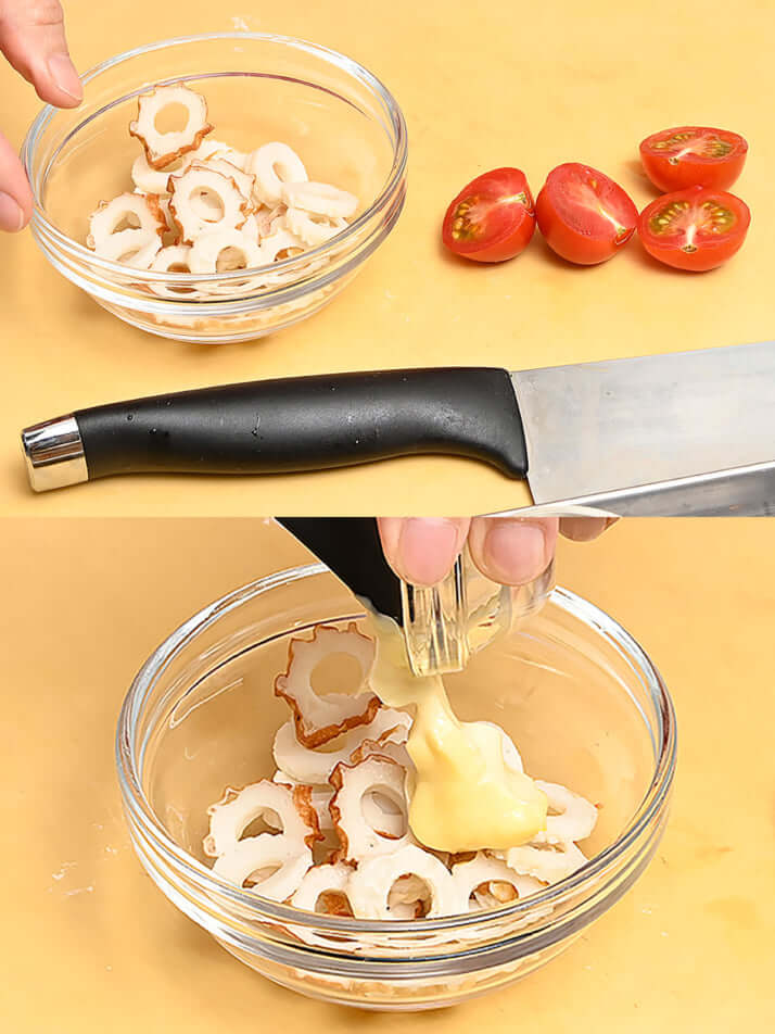 竹輪とトマトの塩辛マヨ和え　レシピ1