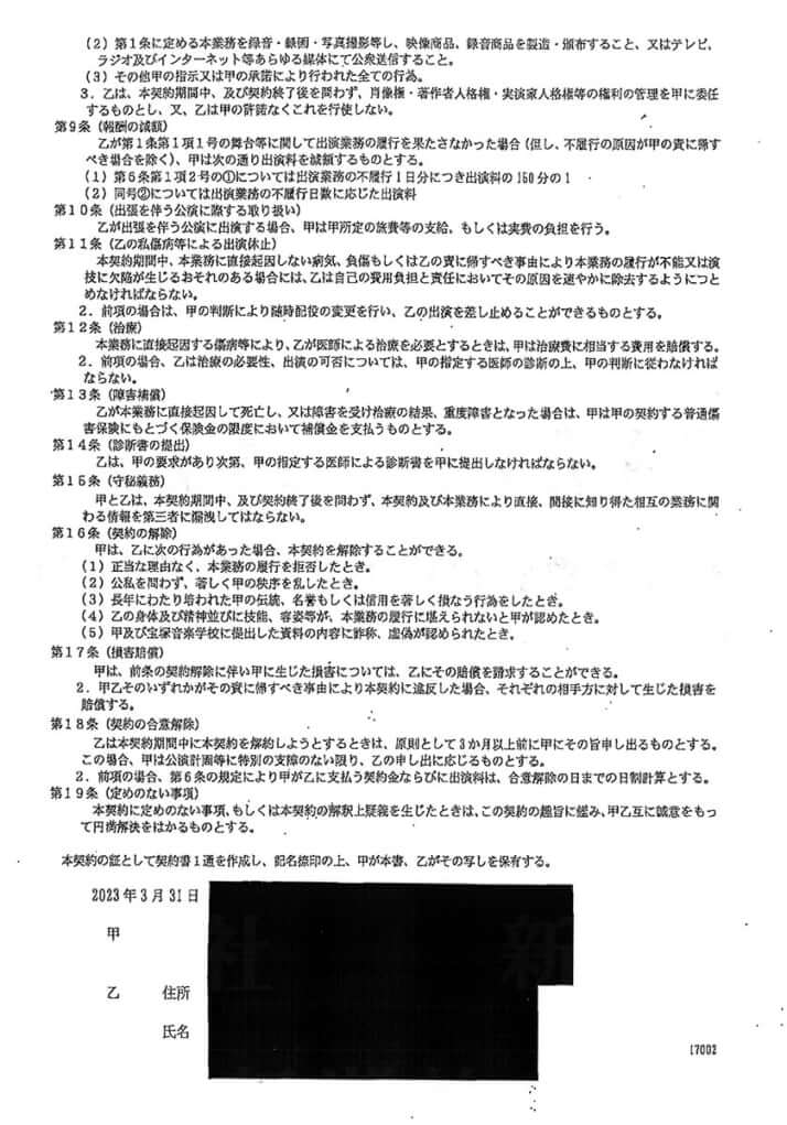 出演契約書