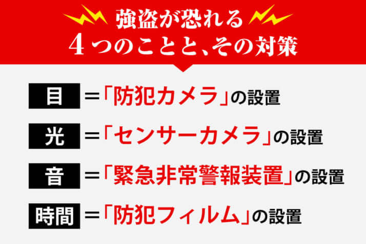 強盗が恐れる4つのことと、その対策