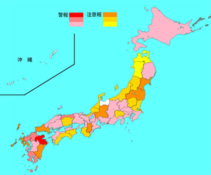 「インフルエンザ流行レベルマップ」2024年第50週