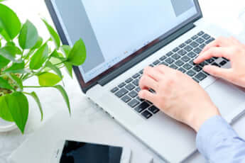 卓上にミニ植物を置く