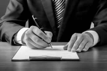 書類を書く男性