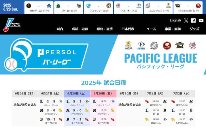 パ・リーグHP