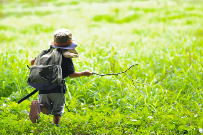自然の中で遊ぶ子供