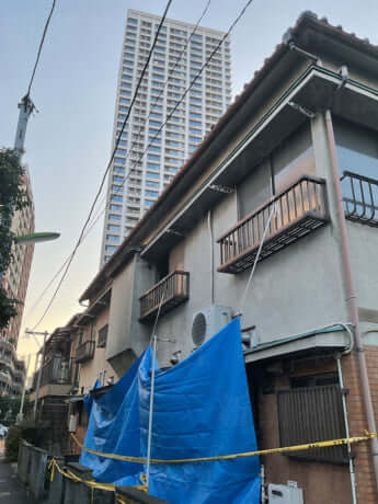 放火現場のアパート