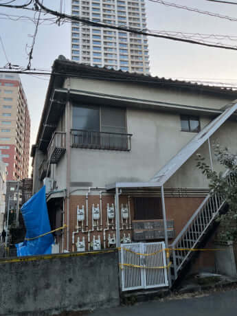 放火現場のアパート