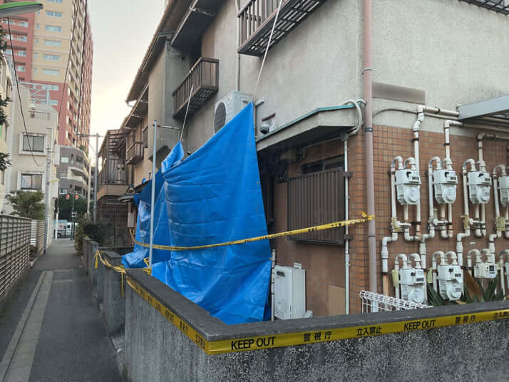 放火現場のアパート