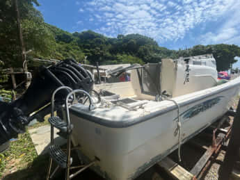 引き揚げられた船