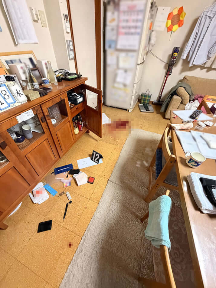 Aさんが流した血の痕が生々しく残る現場