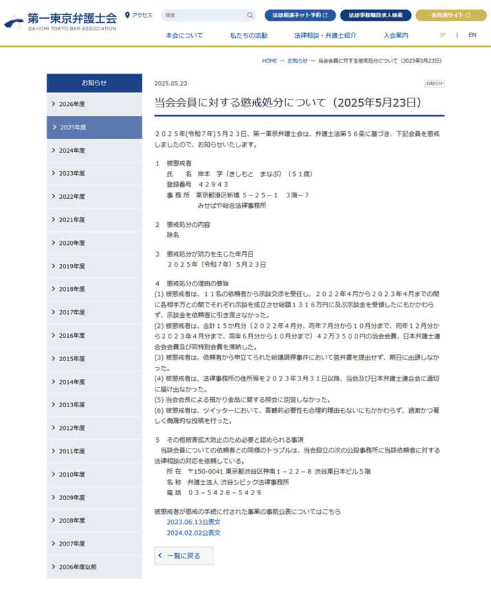 除名処分の中身