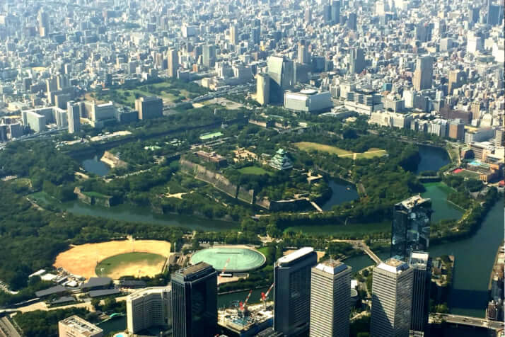 空から見た大坂城