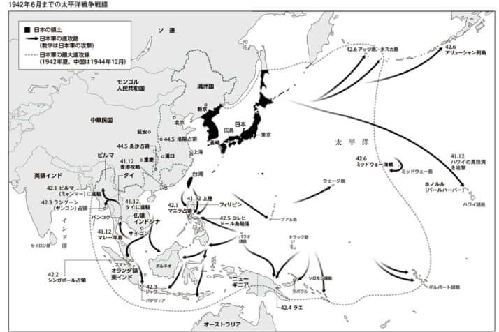 1942年までの太平洋戦争戦線